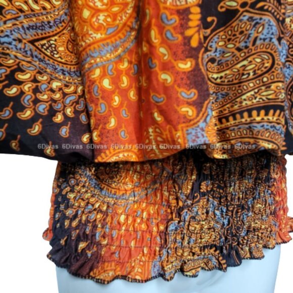 𝅺Red Paisley Top with Dolman Style Sleeve Blouse - One Size - Picture 5 of 8